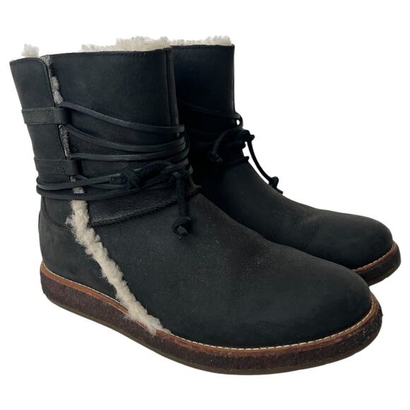 UGG Shoes - Ugg Boots Womens 8 Luisa Sheepskin Leather Water Resistant Wool Lined Black